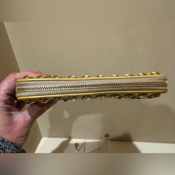 Prada Yellow Saffiano Bijou Jewel Leather Zip Around Long Zippy Wallet - Picture 6 of 16